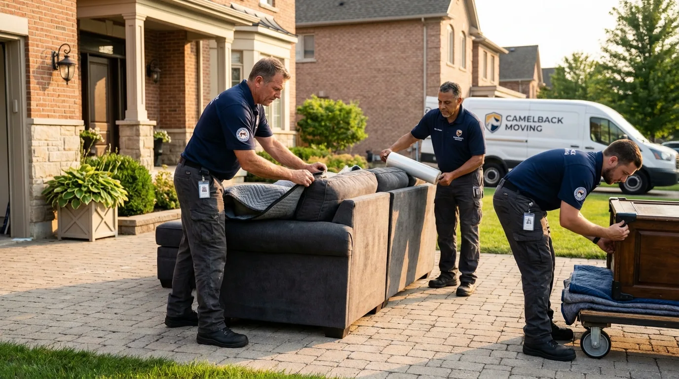 Large estate moving crew wrapping furniture in Farmington, MO